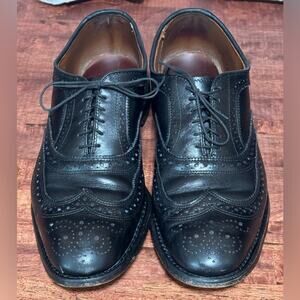 Allen Edmonds McAllister 9D Black Leather Wingtip Oxford Shoes Lace USA 6205